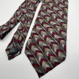 Grateful Dead Spanish Stairs 18th Set Silk Tie Burgundy Gray Gold Geo Pattern
